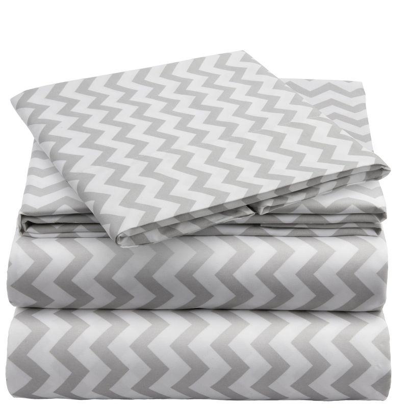 Mellanni Brushed Microfiber Sheet Set, Twin XL, Chevron Gray, 3 Piece