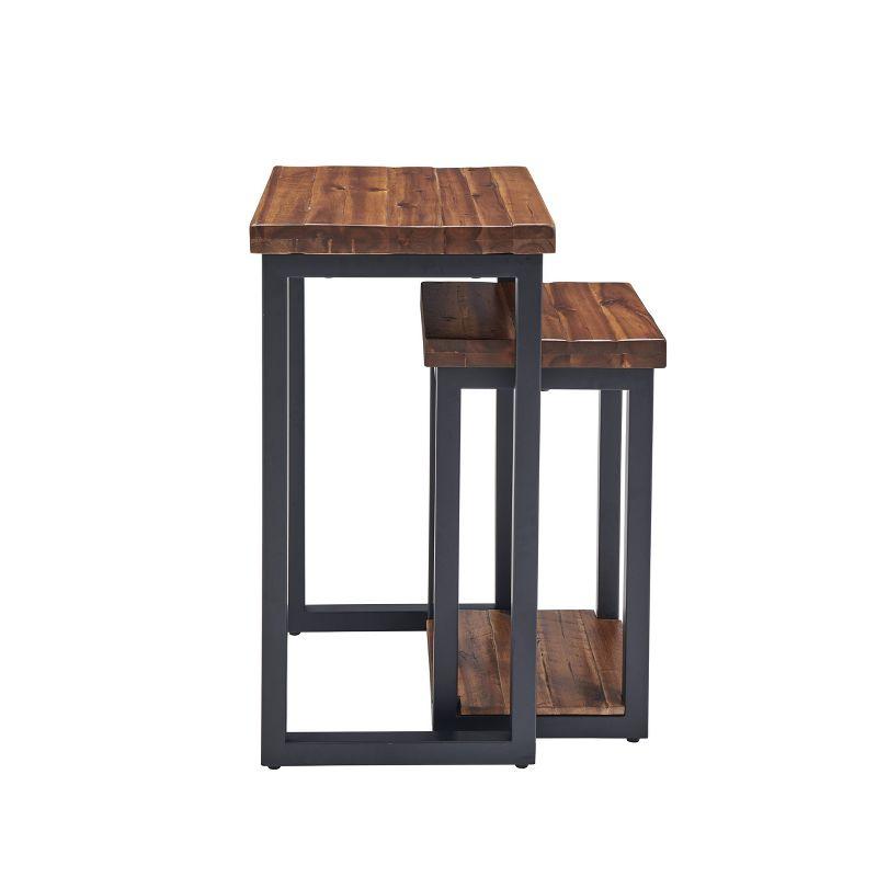 Set of Two Claremont Rustic Wood Nesting End Tables Dark Brown - Alaterre Furniture: Rectangle Shape, Stained Finish