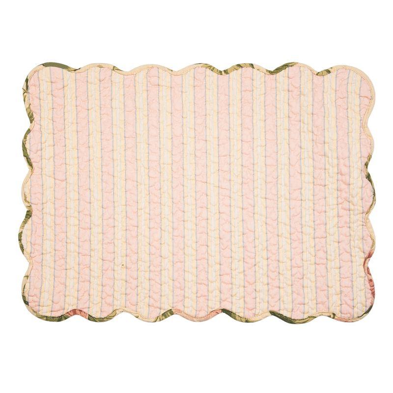 C&F Home 13" x 19" Journee Reversible Quilted Vintage Floral Scalloped  Spring & Summer Dining Tabletop Placemats, Set of 6