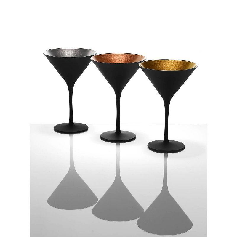 Set of 6 Olympia Martini Drinkware 8oz Glasses Black/Bronze - Stolzle Lausitz: Lead-Free Crystal, Dishwasher-Safe Glassware