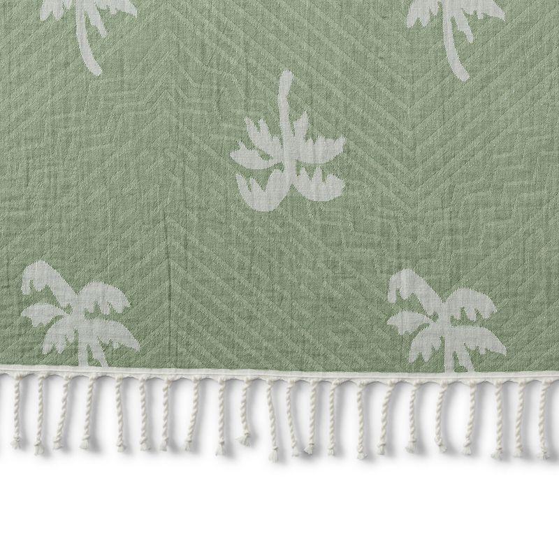 Lands' End Coast Clear Sand Resistant Turkish Cotton Beach Towel - One Size Fits Most - Palm Tree