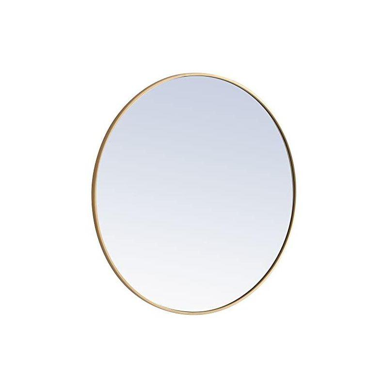 Elegant Lighting Metal frame Round Mirror 36 inch Black finish