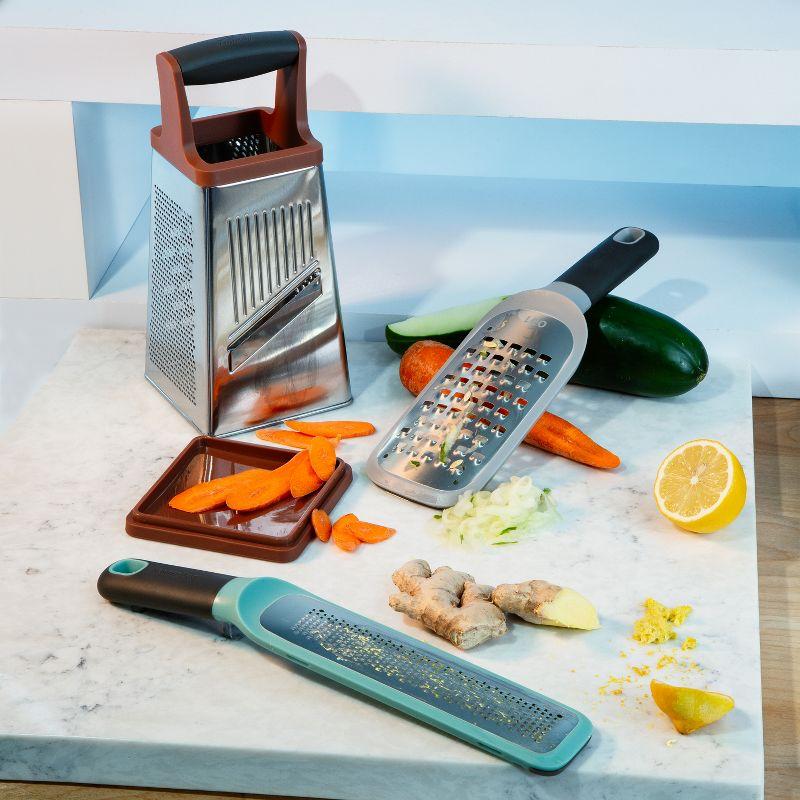 Stainless Steel 4-Sided Box Grater with Soft-Grip Handle