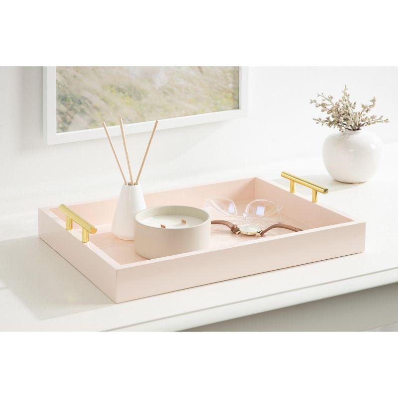 Kate and Laurel Lipton Tray, 16.5x12.25, Pink and Gold