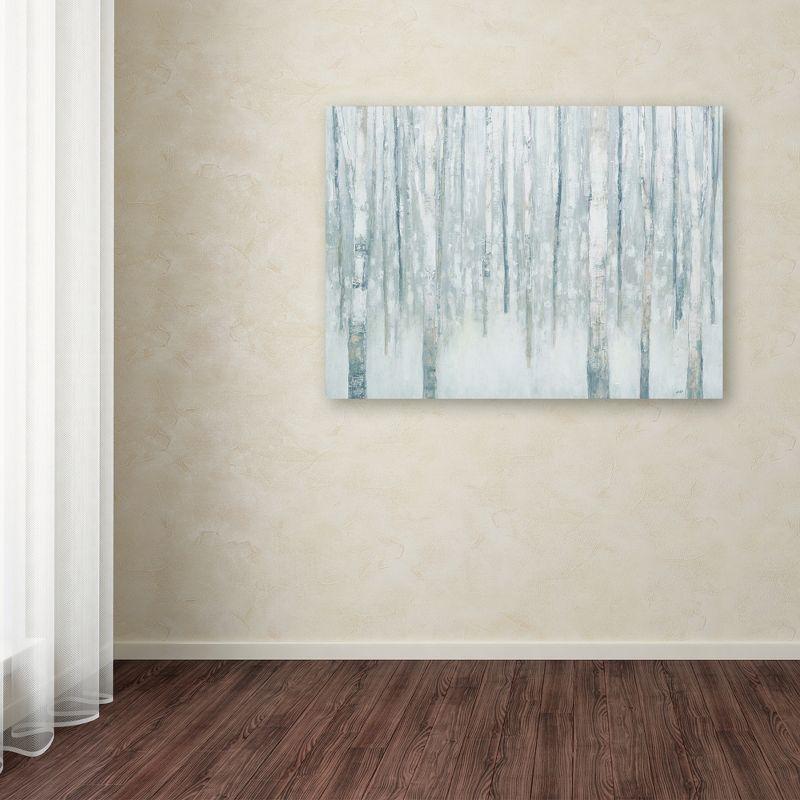 Trademark Fine Art -Julia Purinton 'Birches in Winter Blue Gray' Canvas Art