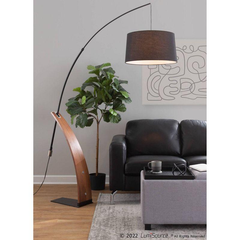 LumiSource 74" Robyn Mid-Century Modern Floor Lamp Walnut Wood and Black Linen Shade