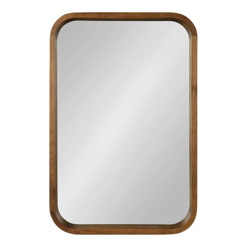 Kate & Laurel All Things Decor 20" x 30" Hutton Wood Framed Rectangle Decorative Wall Mirror Rustic Brown : Poplar, Modern Design