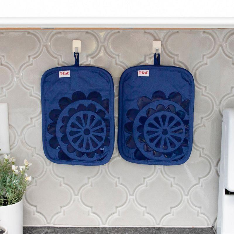 Royal Blue Silicone and Cotton Pot Holders, Two Pack