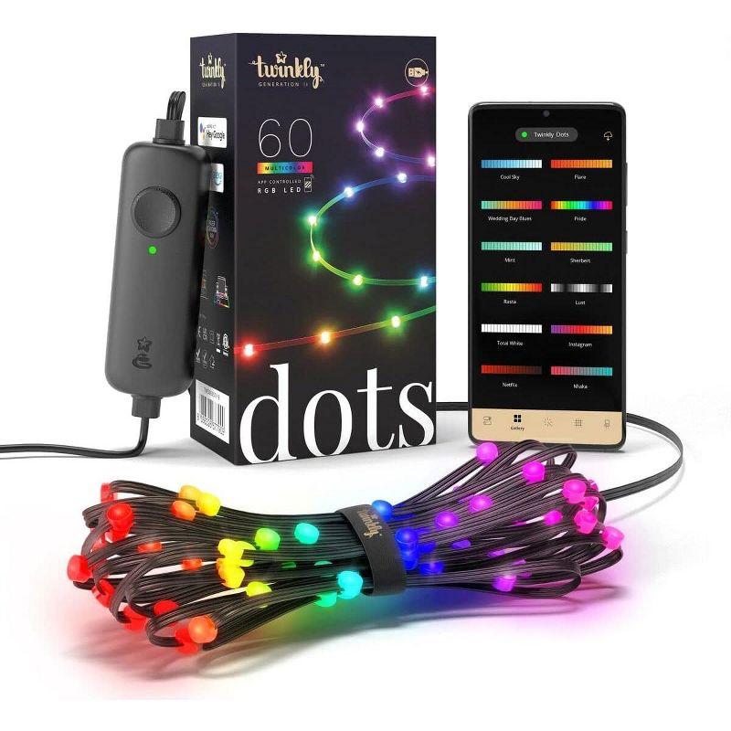 Twinkly Twinkly Smart Decoration 60 Multicolor LED App Controlled Dots Lights, Black