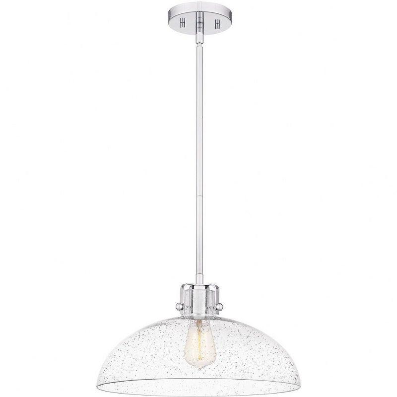 Iona Polished Chrome 14.75" Transitional Seeded Glass Pendant Light