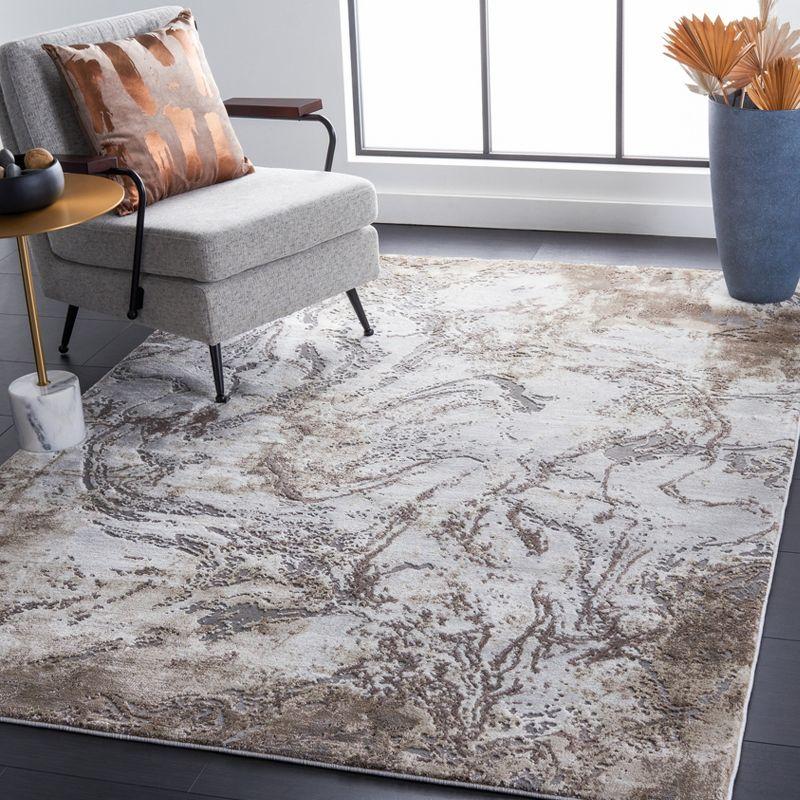 Abstract Swirl 8' x 10' Grey Taupe Synthetic Area Rug