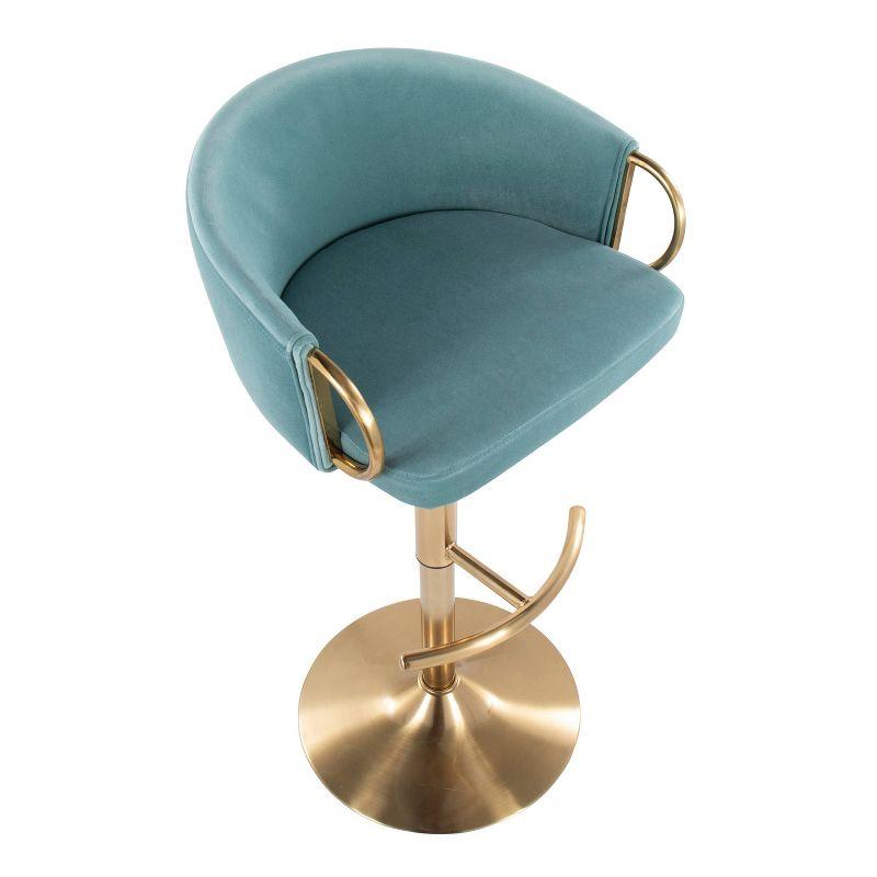 Set of 2 Claire Velvet/Steel Barstools Gold/Light Blue - LumiSource
