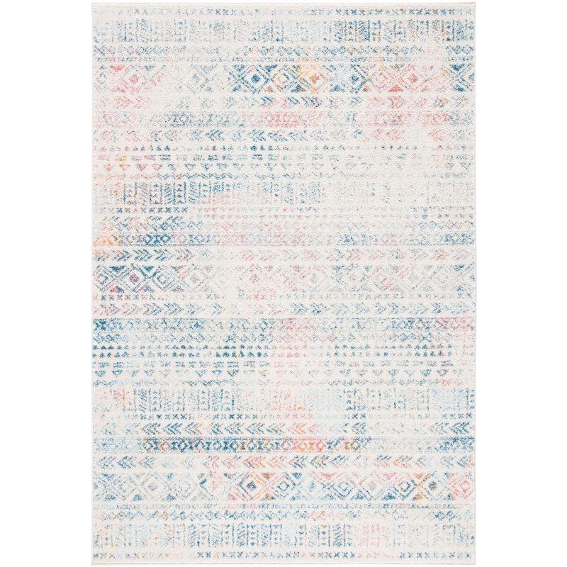 Ivory and Terracotta Hand-Knotted Synthetic Area Rug, 9' x 12'