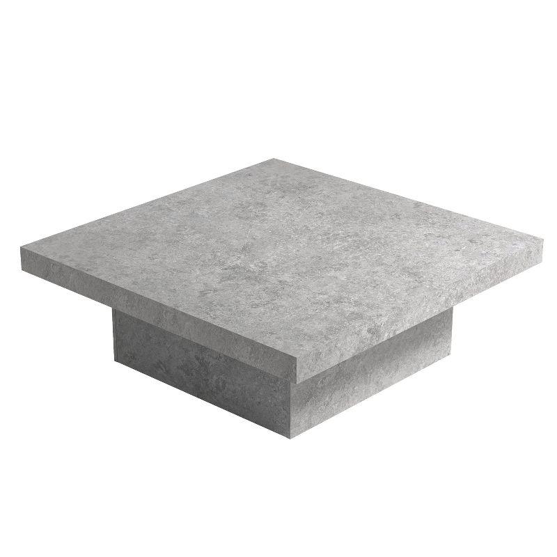 Galano Carmelo 35.4 in Concrete Gray Square Wood Top Coffee Table