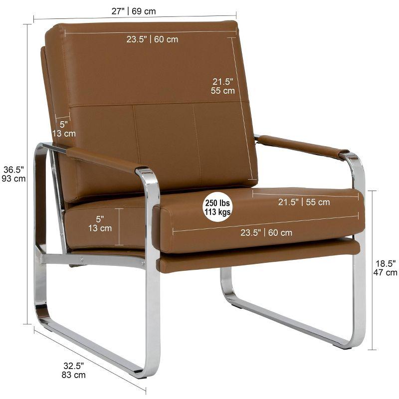 Allure Modern Blended Leather Accent Arm Chair: Chrome-Finished, No Assembly - Studio Designs Home