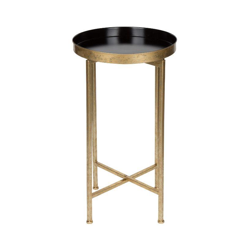 Kate and Laurel Celia Round Metal Tea Table, 14x14x25.75, Gold and Black