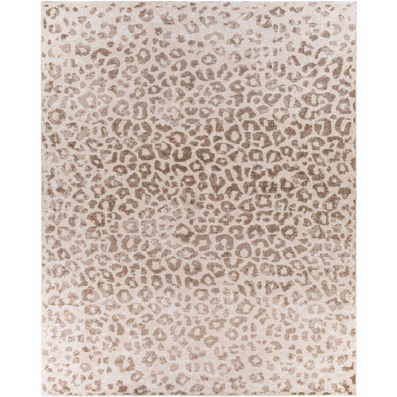 Gray and Beige Leopard Print Rectangular Area Rug