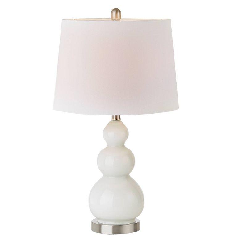 Set of 2 White Gourd Shape Table Lamps with Empire Shades