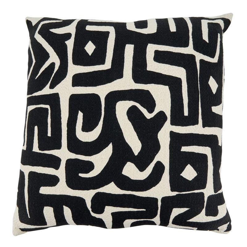 Black and White Cotton Kuba Cloth Throw Pillow Cover