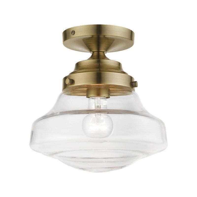 Livex Lighting Avondale 1 - Light Semi-Flush Mount in  Antique Brass