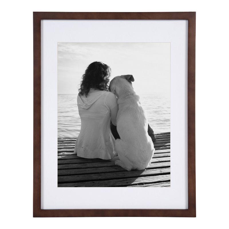 DesignOvation Gallery Rectangle Wood Wall Frame, 14x18 matted to 11x14, Walnut Brown