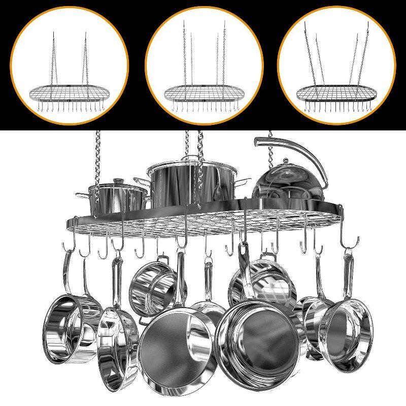 Vdomus 33" x 17" Hanging Pot Rack and Pan Ceiling Rack with 15 Hooks for Kitchen Organization