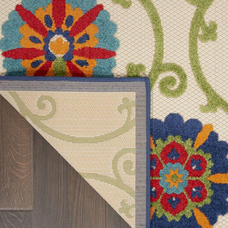 Nourison Aloha Contemporary Floral Flatweave High-Low Indoor Outdoor Area Rug Blue/Multicolor 3'6" x 5'6"