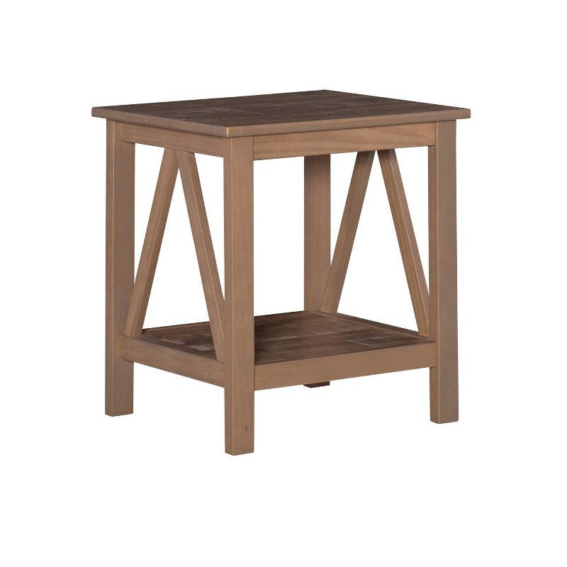 Rustic Driftwood Square Wood End Table with Spacious Shelf