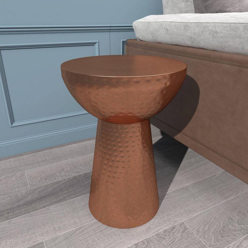Ivy Bronx Dolina Metal Handmade Side End Accent Table with Hammered Design