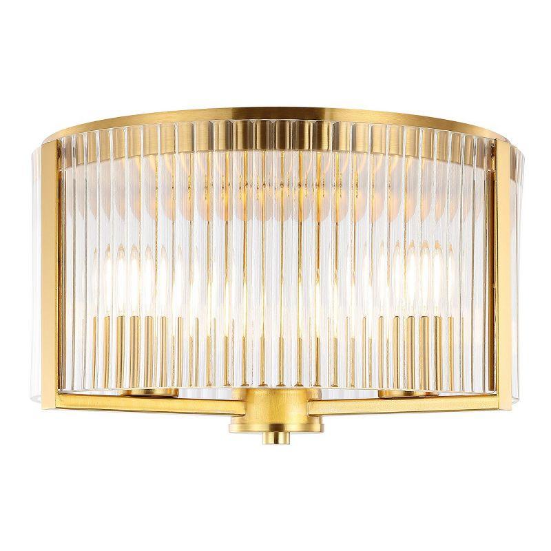 Jetra 3 Light 12.5" Flush Mount - Brass - Safavieh.