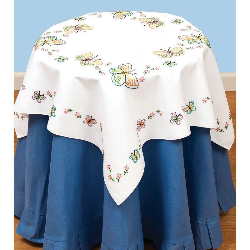 White Poly-Cotton Fluttering Butterflies Table Topper