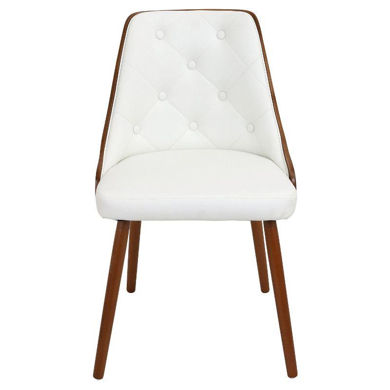 White Faux Leather Upholstered Side Chair with Wood Frame