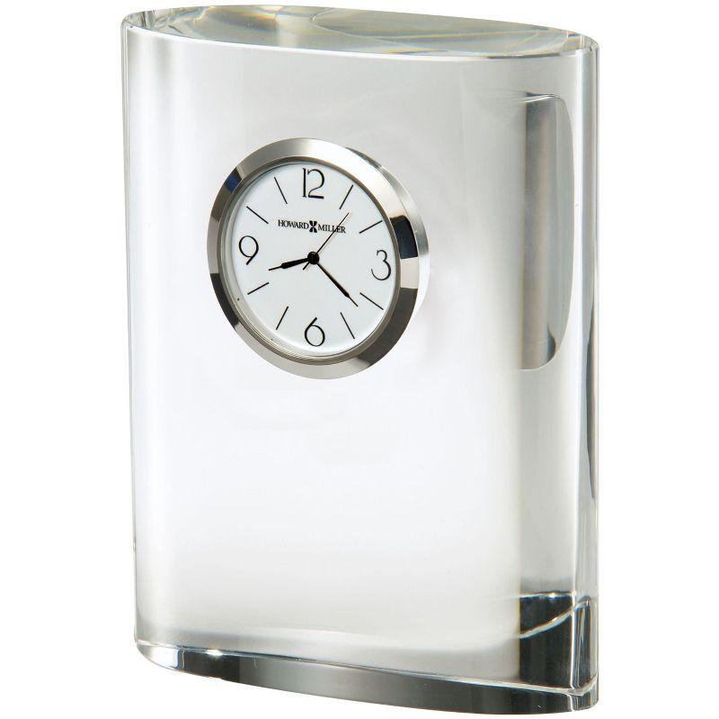 Fresco Modern & Contemporary Analog Crystal Quartz Movement / Crystal Tabletop Clock in Polished Silver