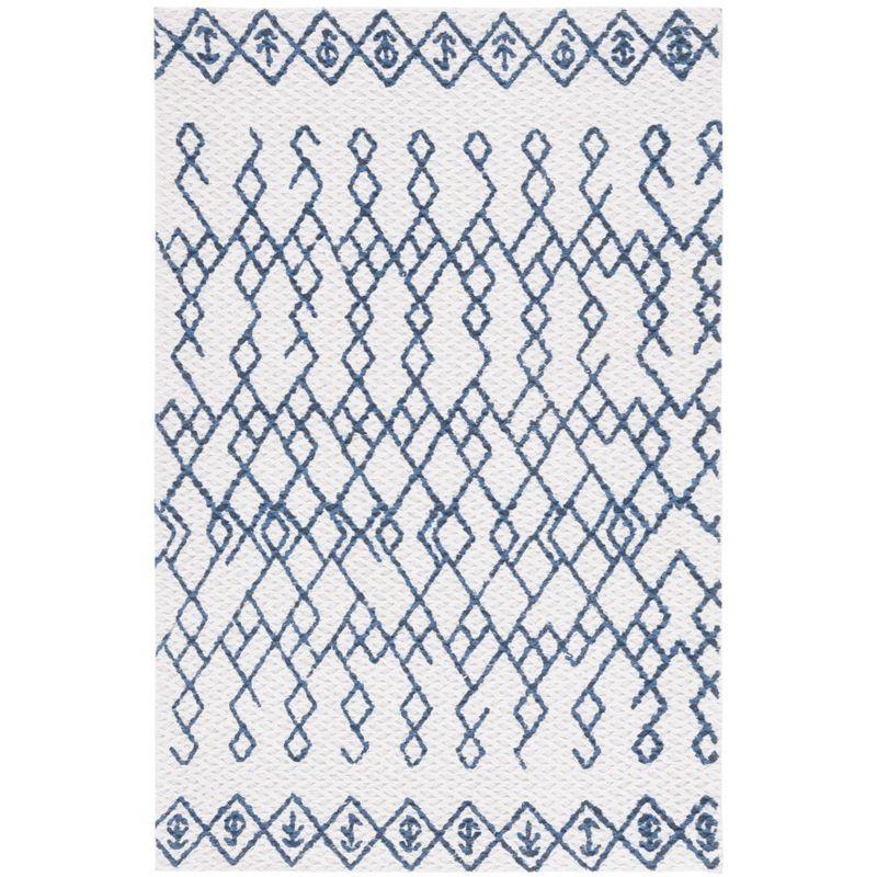 Ivory Geometric Hand-Loomed Cotton Area Rug, 2'6" x 4'