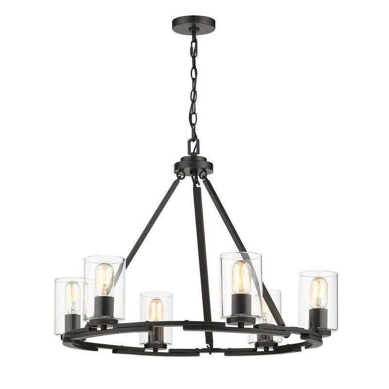 Golden Lighting Monroe 6-Light Chandelier in Matte Black with Gold Highlights and Clear Glass