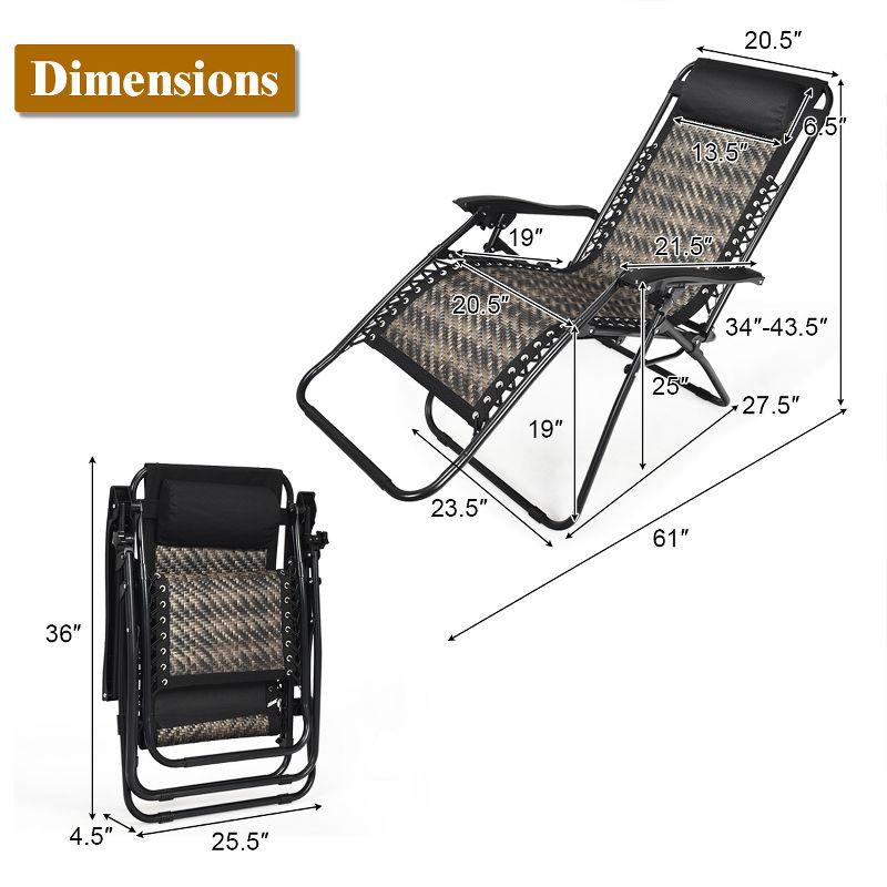 Black and Gray Steel Frame Zero Gravity Lounger Set with Headrest