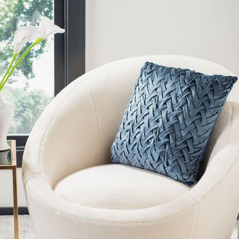 Dusty Blue Chevron Braided Texture 19" Square Throw Pillow