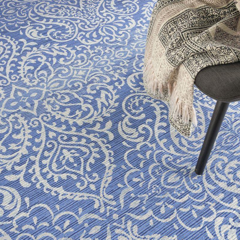 Waverly Washables Collection 7'10" x 9'10" Blue Damask Indoor Rug