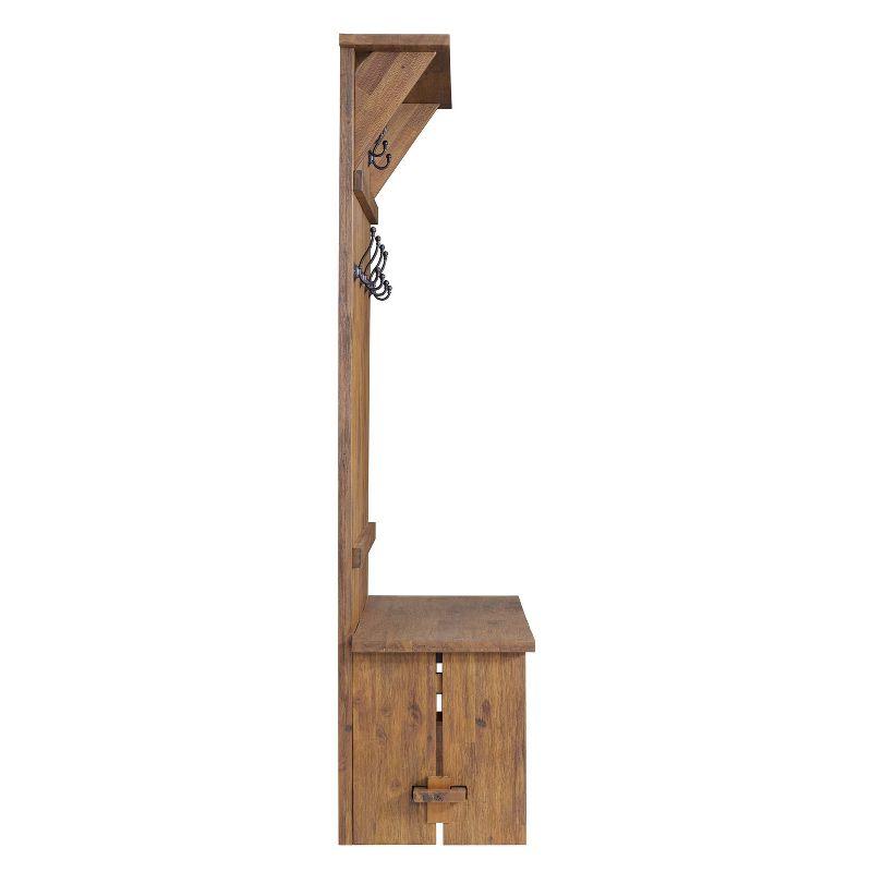 Bethel 70" Rustic Acacia Wood Hall Tree with Storage