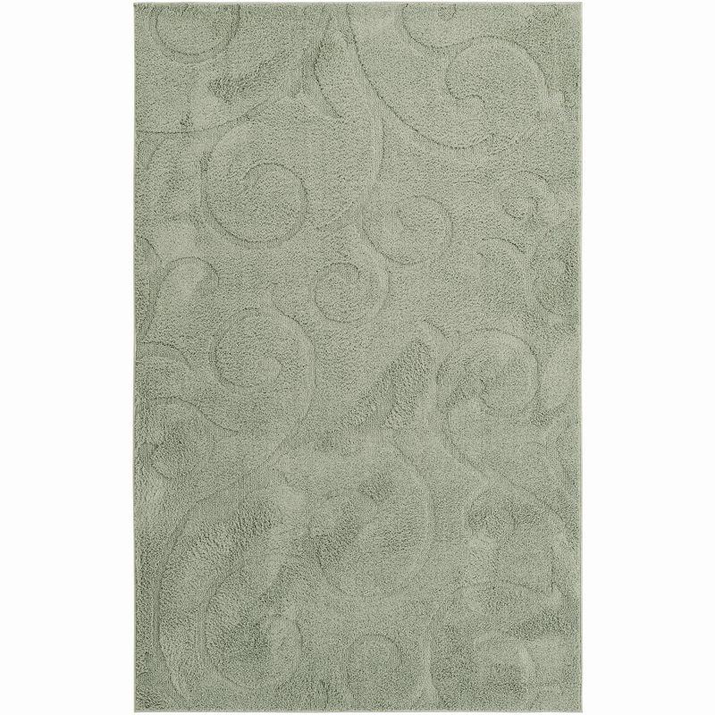 Unique Loom Floral Shag Collection Area Rug - Carved (5' 1" x 8' Rectangle Green)