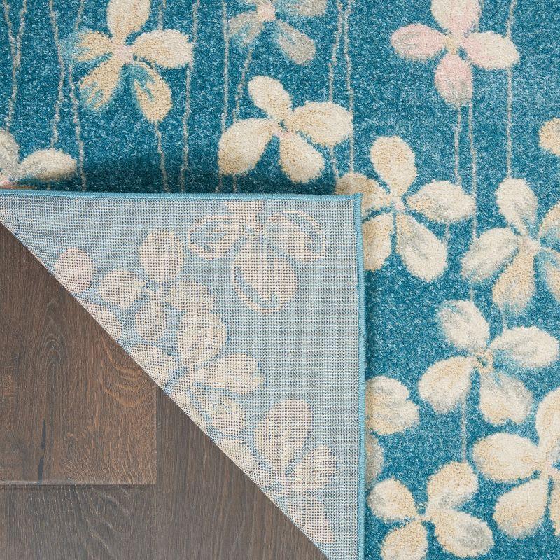 Nourison Tranquil 4' X 6' Turquoise Area Rug Bohemian Botanical Vine and Bloom by Nourison