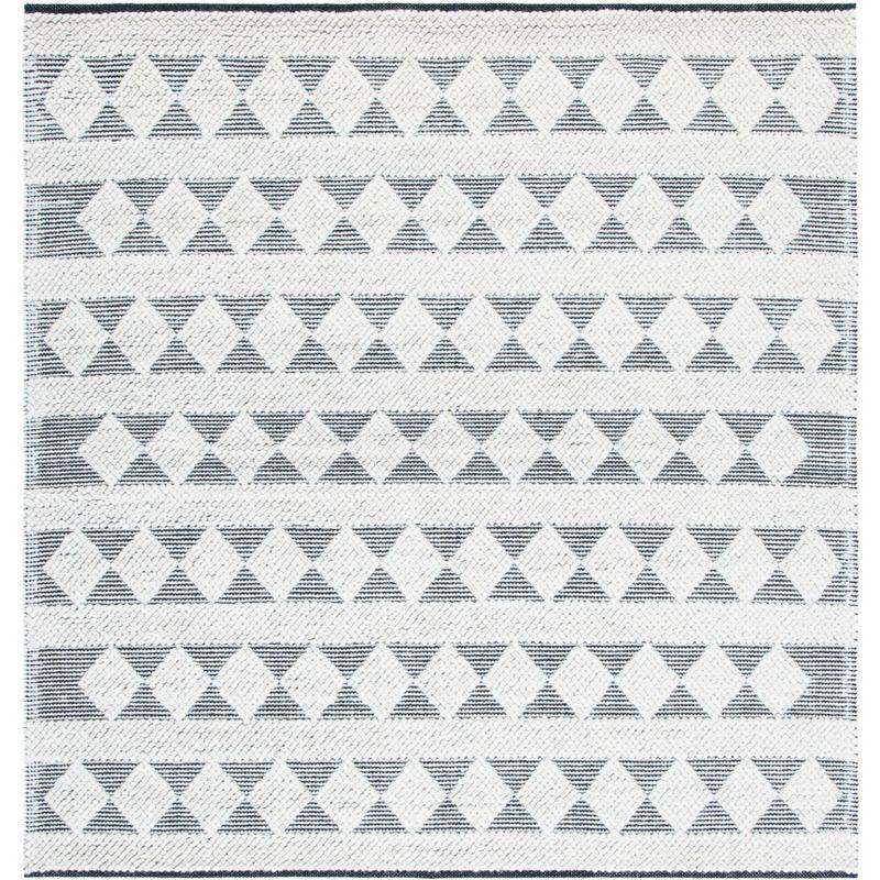 Natura 6' x 6' Black and Ivory Wool Square Area Rug