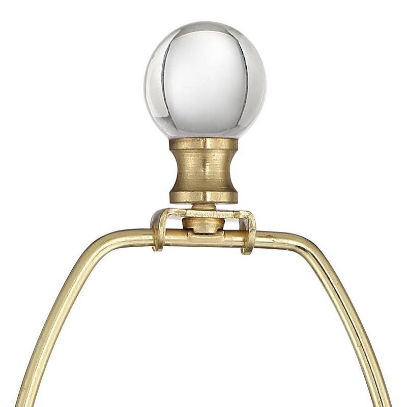 Vienna Full Spectrum Halston Art Deco Buffet Table Lamp 32 1/2" Tall Crystal Ball Brass Metal Off White Fabric Drum Shade for Bedroom Living Room Kids