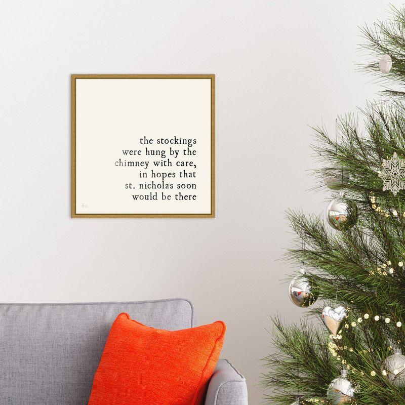 Amanti Art 16" x 16" Simple Christmas II Cream by Laura Marshall Framed Canvas Wall Art : Holiday Typography Decor, Seasonal Lithograph