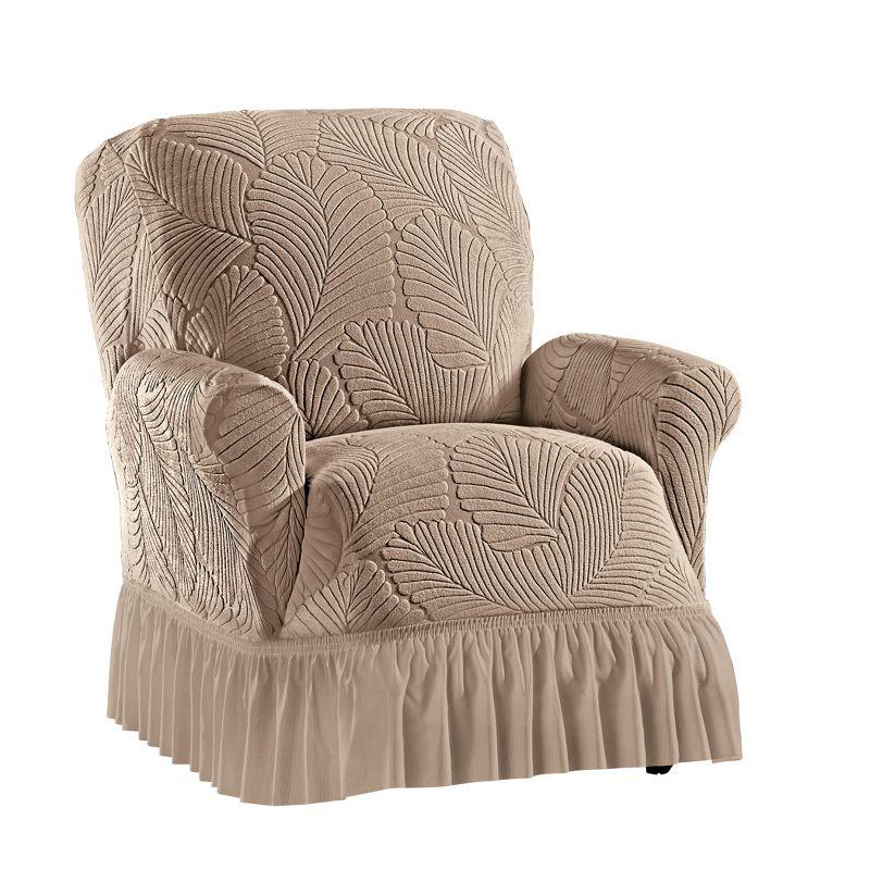 Textured Leaf Design Ruffled Skirt Slipcover