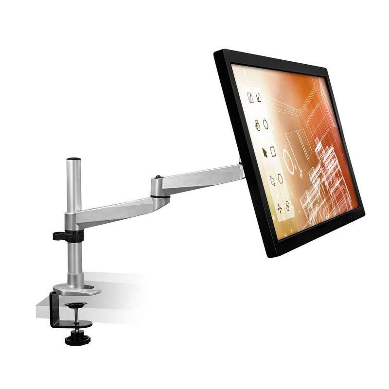 Mount-It! Single Height-Adjustable, Articulating, Pivoting, Swiveling, Tilting, Arm Desk Mount for LCD, LED, Computer Monitor Displays, Silver