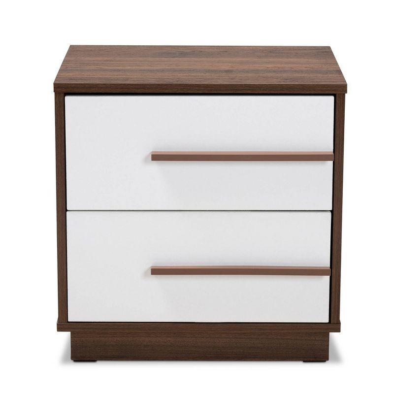 Baxton Studio Mette Walnut Finished Wood Nightstand White: Contemporary Bedside Table with Drawer, Meets ASTM Standards