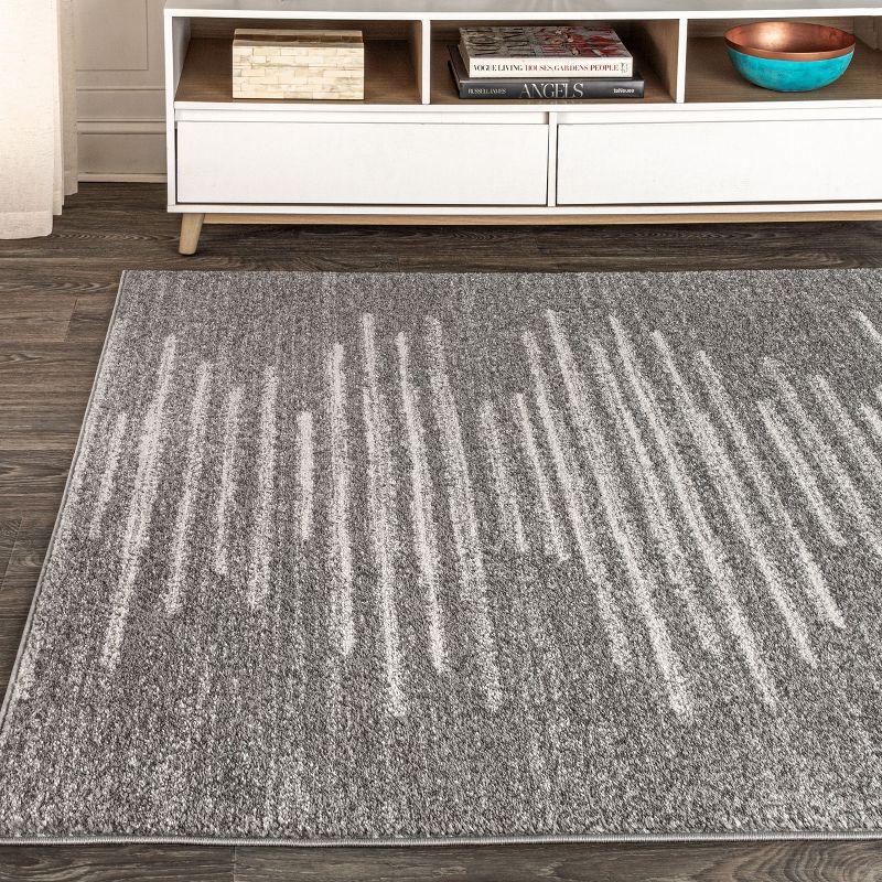 3'x5' Aya Berber Stripe Geometric Area Rug, Gray/Cream - JONATHAN Y
