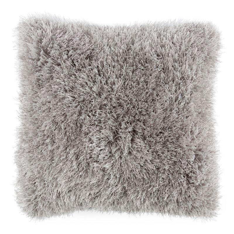 Oversized Floor or Throw Pillow Square Luxury Plush- Shag Faux Fur Glam Decor Cushion for Bedroom Living Room or Dorm by Hastings Home (Grey)