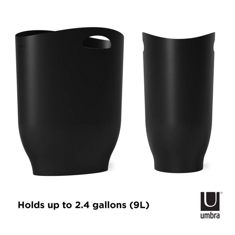 Umbra 2.4gal Harlo Indoor Trash Can Black: Small Size Bathroom Garbage Can, Polypropylene, Open Top, 13" Height